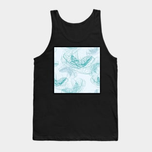 Feathery rose lotus pattern turquoise, teal and aqua Tank Top